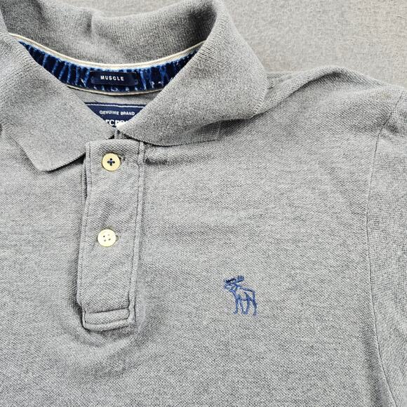 Abercrombie Fitch Polo Shirt Muscle Short Sleeve Preppy Y2K Mens Medium - Picture 2 of 6
